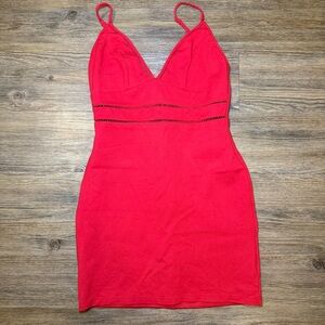 Lulus Red Spaghetti Strap V-Neck Mini Bodycon Dress Party Date Night